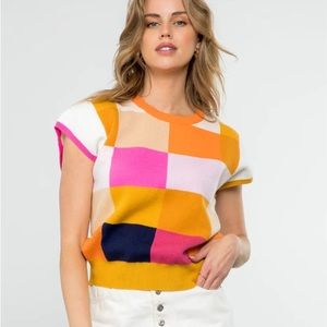 THML Colorblock Short Sleeve Sweater.  Size M